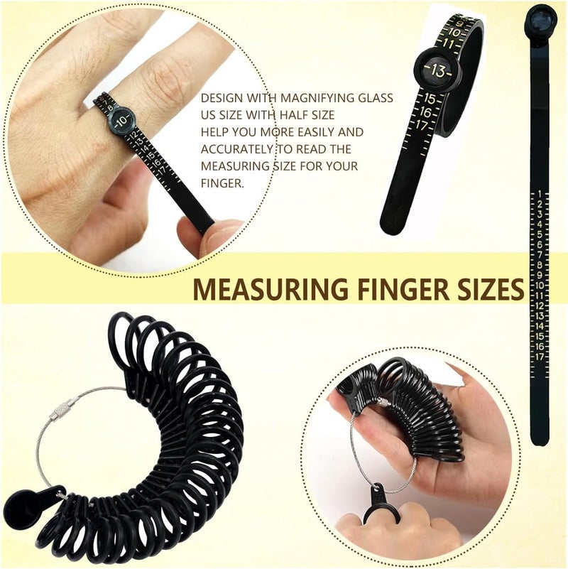 EJOQSON Ring Sizer Measuring Tool Kit Ring Mandrel Sizing Kit Finger Ring Size Measurer Ring Shaper to Fix Bent Rings Resize Repair Jewelers Mandrel and Hammer Ring Size Adjuster (WOOD-12PCS) - Image 5